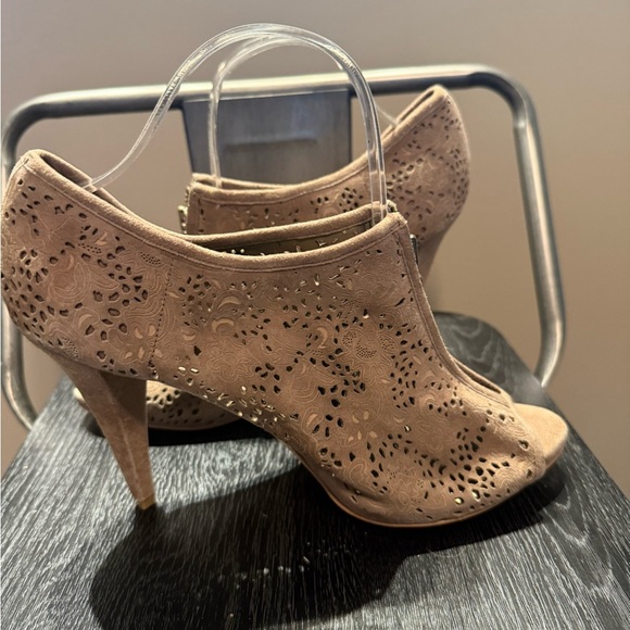 BCBGirls Brown Cut-Out Peep-Toe Wedges - Picture 6 of 11